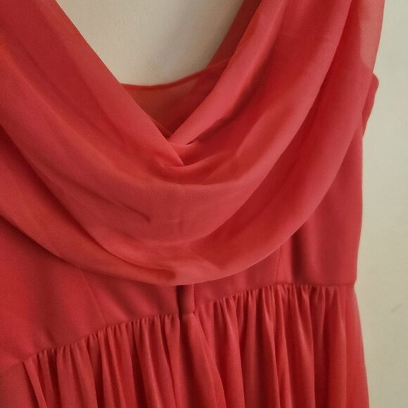 David's Bridal NWT  Style F15933 Guava Long Mesh Dress Cowl Back Detail Size 4 - Picture 9 of 11